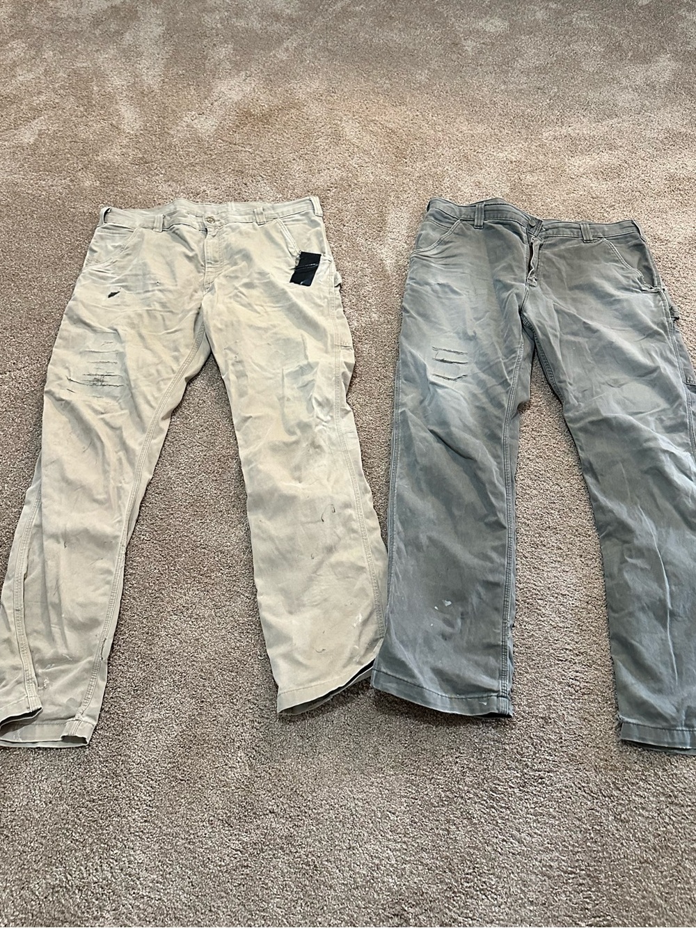 Carhartt carpenter pants lightweight relaxed fit lot of 2 size 38X34 rips, holes